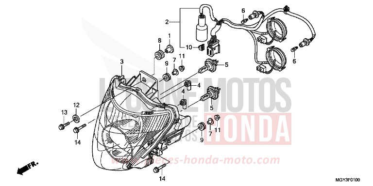 PROJECTEUR von VFR800X „Crossrunner“ CANDY BLAZING RED (R195) von 2011